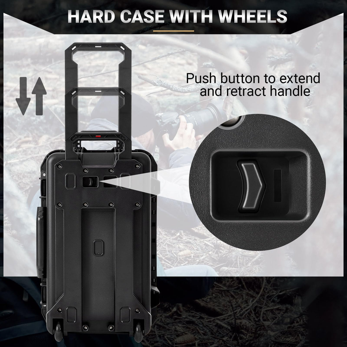 Relaxweex Rolling Camera Hard Case with 15 Padded Dividers & Wheels