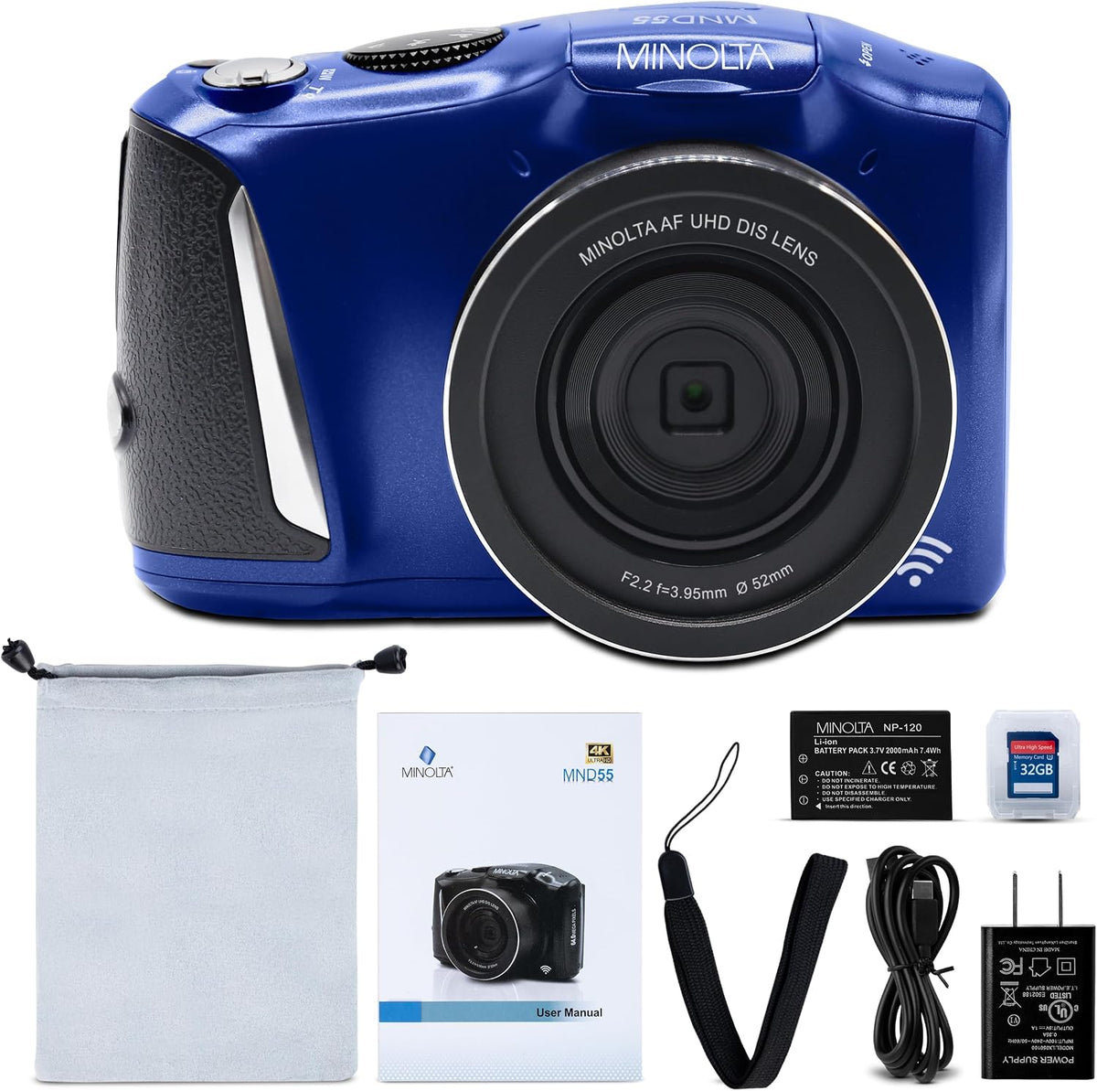 Minolta MND55 64MP 4K Ultra HD Wi-Fi Digital Camera - Blue