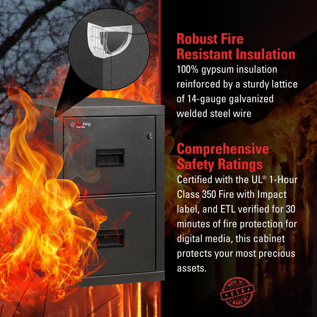 FireKing Turtle Vertical 4 Drawer Fire Rated File Cabinet, Platinum