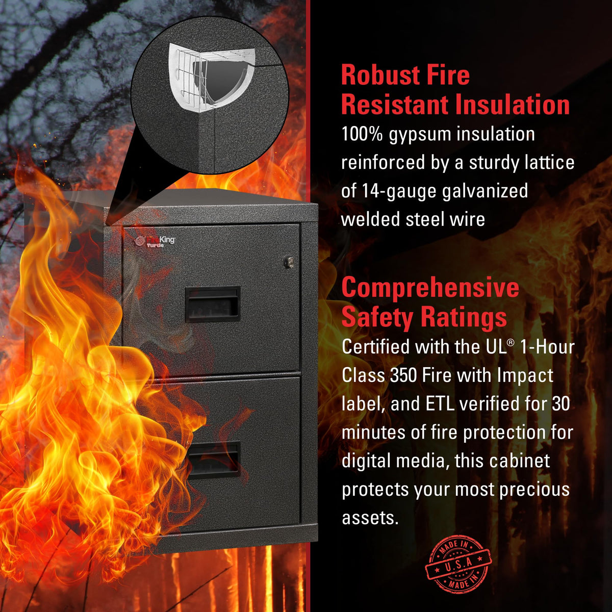 FireKing Turtle Vertical 4 Drawer Fire Rated File Cabinet, Platinum
