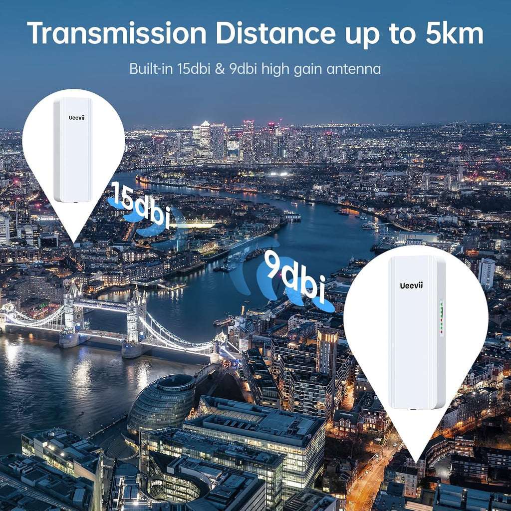 UeeVii 2.4G & 5G Dual Band Wireless Bridge with Dual 1000Mbps Port CPE5824