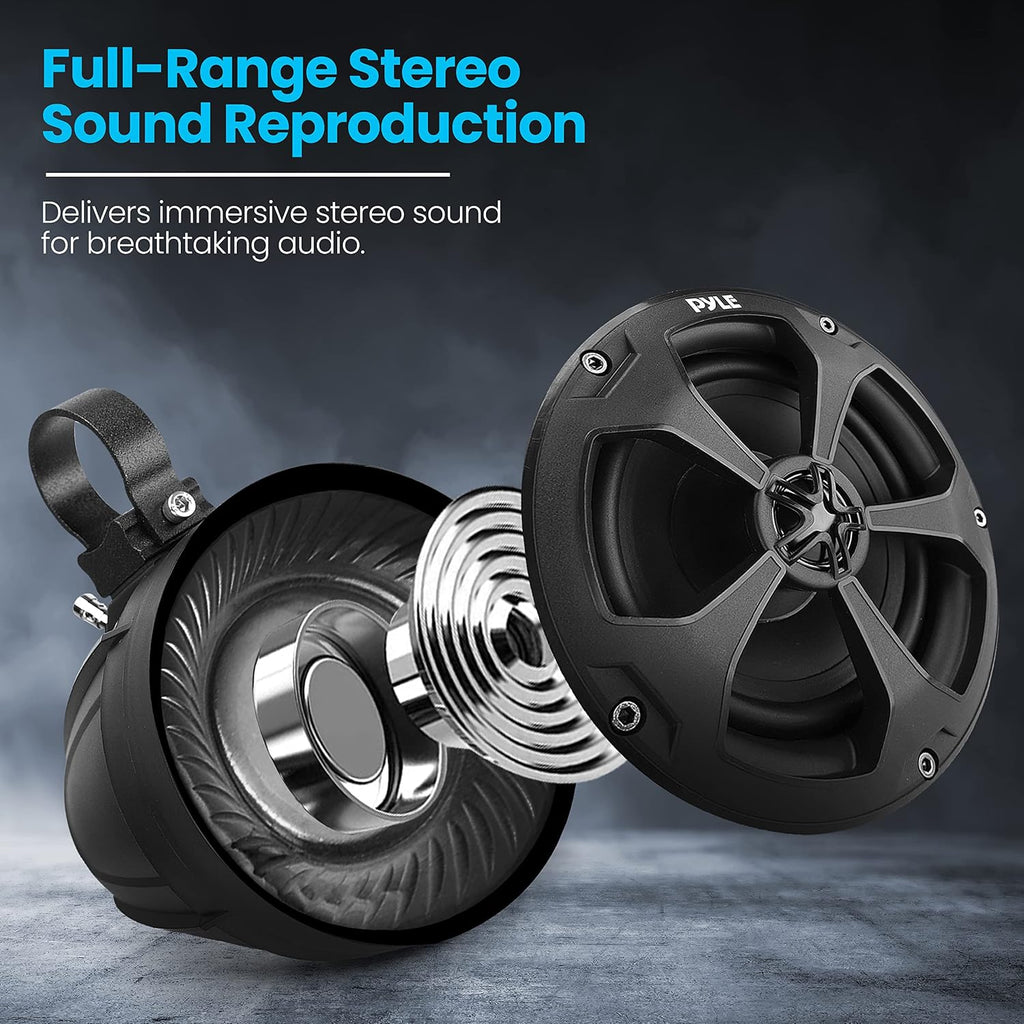 5.25'' Water Resistant Marine Speaker - 1000 Watt Amplifier + Wireless BT Audio Controller, Applicable to ATV, UTV, 4x4, Wired RCA, for Boat Stereo Speaker & Other Watercraft