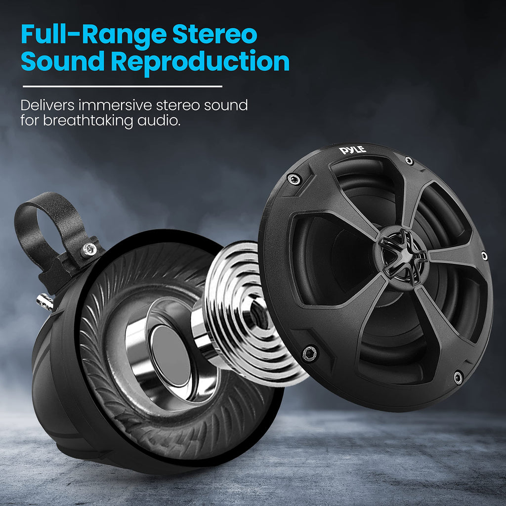 5.25'' Water Resistant Marine Speaker - 1000 Watt Amplifier + Wireless BT Audio Controller, Applicable to ATV, UTV, 4x4, Wired RCA, for Boat Stereo Speaker & Other Watercraft