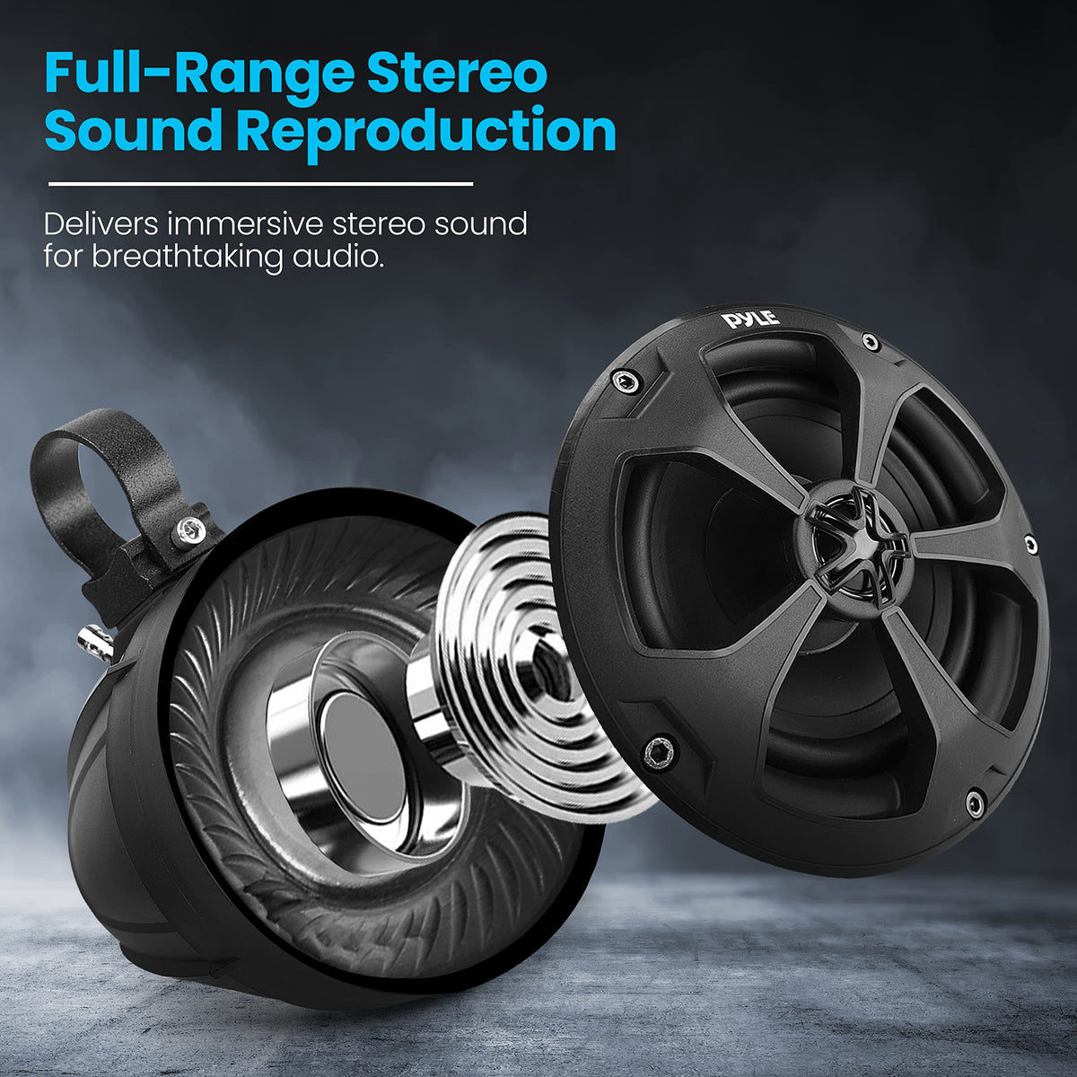 5.25'' Water Resistant Marine Speaker - 1000 Watt Amplifier + Wireless BT Audio Controller, Applicable to ATV, UTV, 4x4, Wired RCA, for Boat Stereo Speaker & Other Watercraft