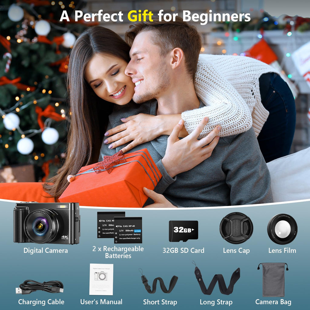 4K Digital Camera for Photography Autofocus, 64MP WiFi Vlogging Camera
