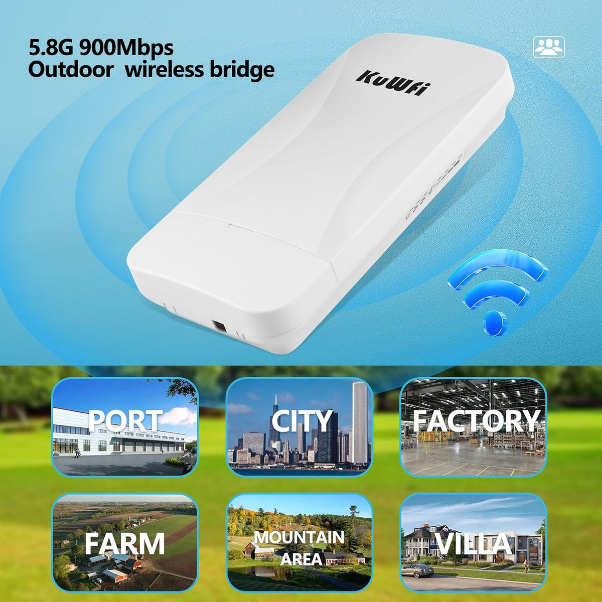 KuWFi Wireless Bridge Point to Point Outdoor 3KM Long Range WiFi Bridge