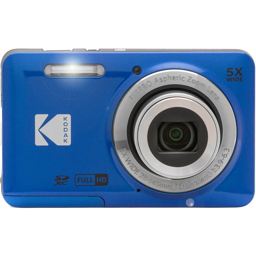 Kodak PIXPRO FZ55 Black 16MP Digital Camera 5X Optical Zoom 28mm Wide Angle 1080P Full HD Video 2.7" LCD Camera + 64GB Card and Reader + Memory Wallet