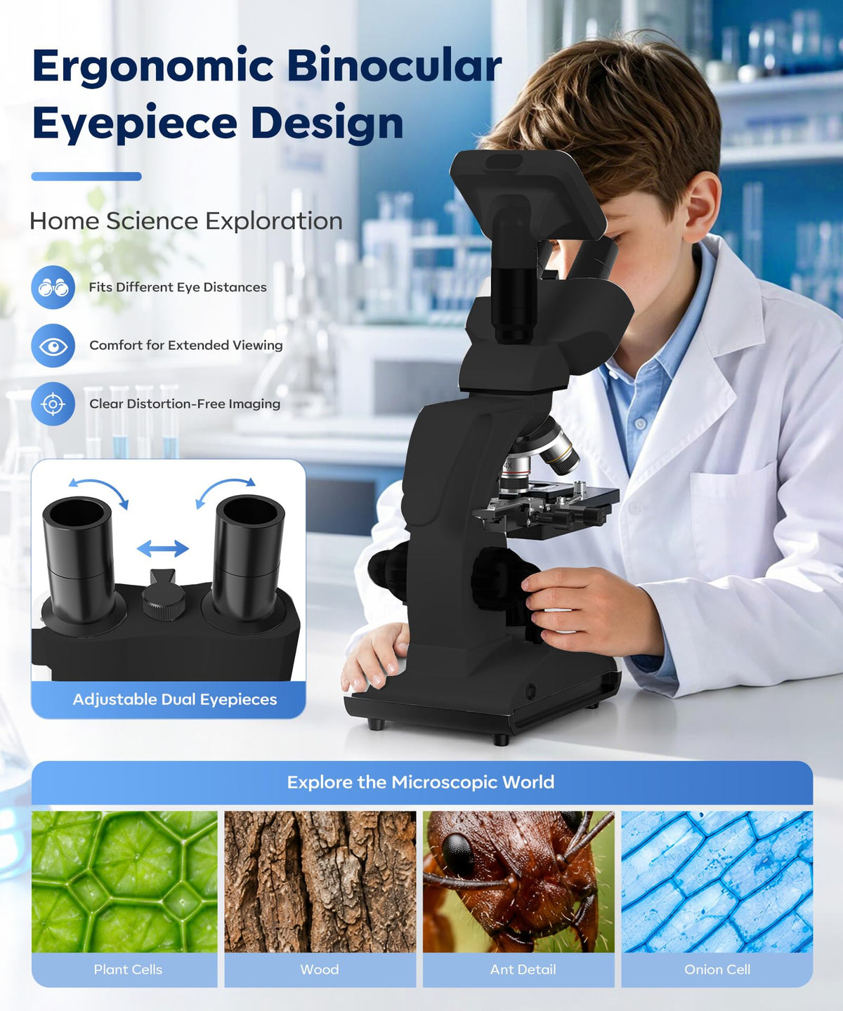 PalliPartners 40x-2000x Biological Compound Trinocular Microscope