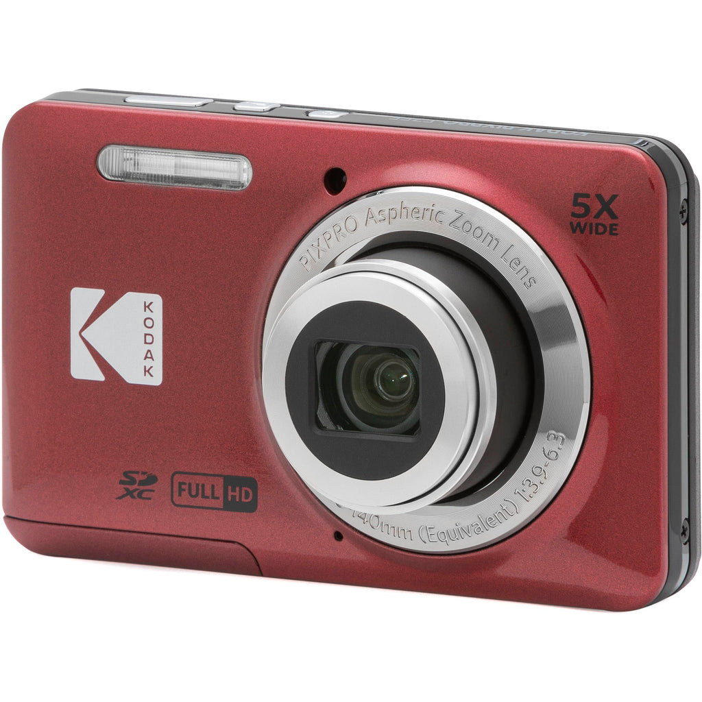 Kodak PIXPRO FZ55 Black 16MP Digital Camera 5X Optical Zoom 28mm Wide Angle 1080P Full HD Video 2.7" LCD Camera + 64GB Card and Reader + Memory Wallet