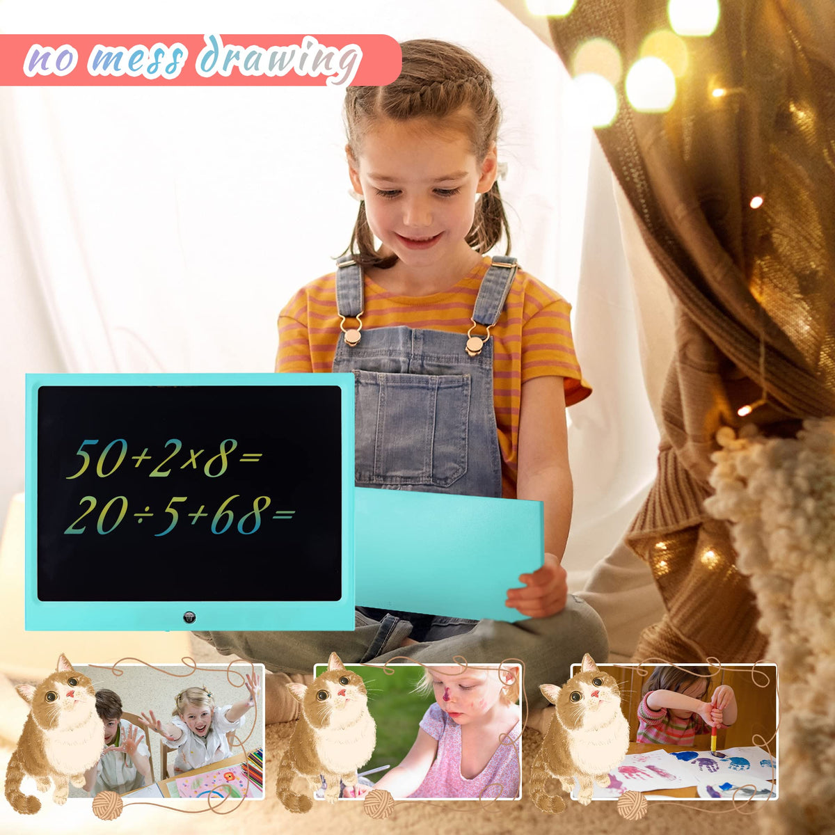 LCD Writing Tablet for Kids, 10 Inch Colorful Drawing Board Learning Toys