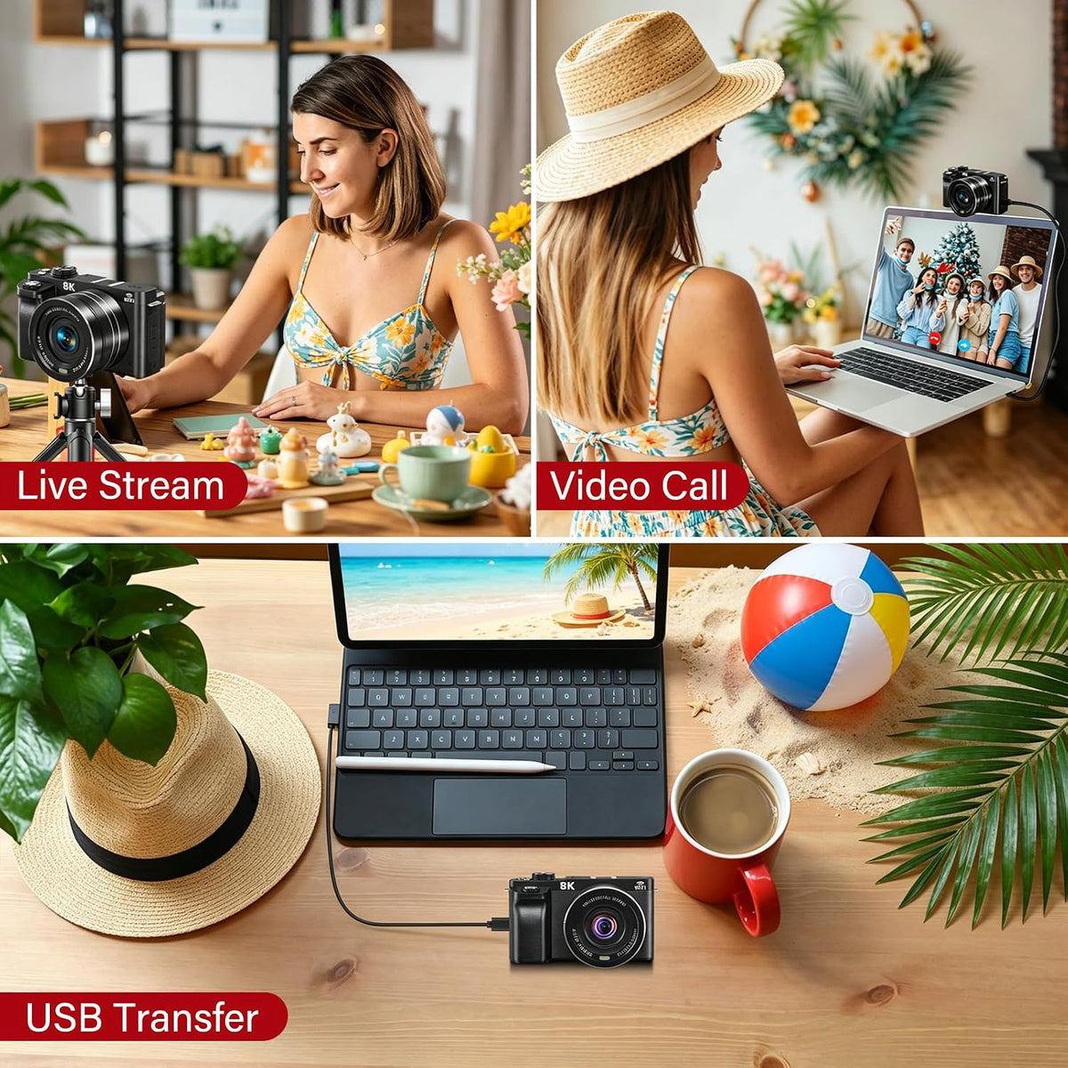 8K Digital Cameras for Photography 88MP WiFi UHD Autofocus Vlogging Camera