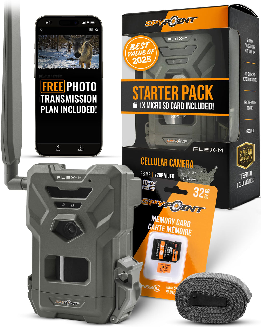 SPYPOINT Flex-M Cellular Trail Camera - Best Hunting Accessories, No WiFi Needed, Night Vision, Motion Activated, Dual-Sim LTE, IP65 Water-Resistant Game Camera, 28MP Photos, 720p Videos + Sound (4)