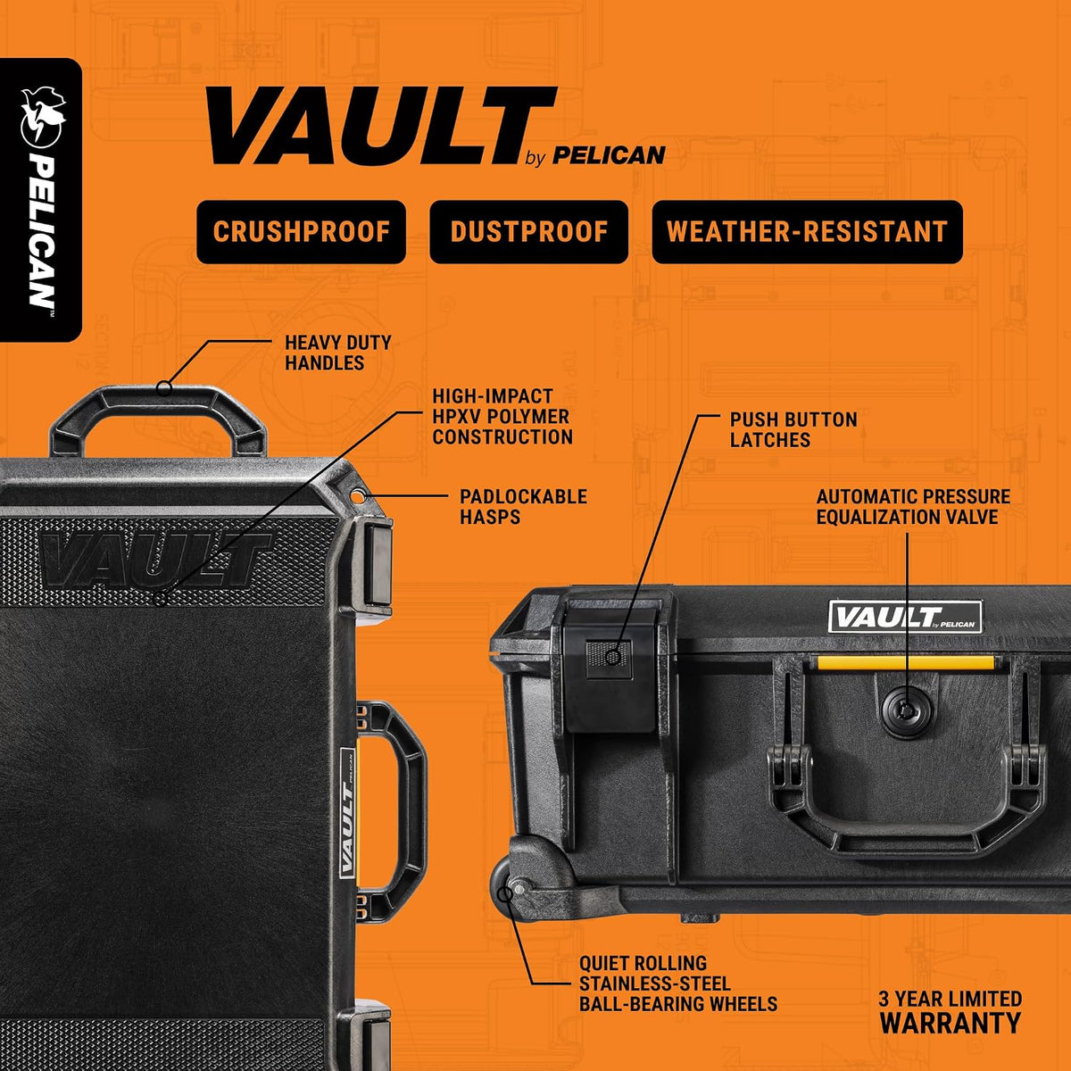 Pelican Vault V525 Hard Case (Camera, Pistol, Gear, Equipment)