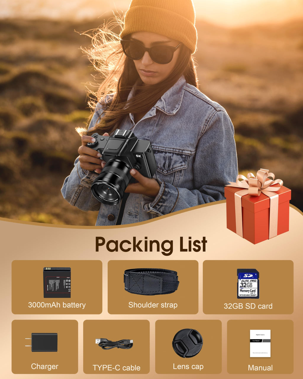 8K Digital Cameras for Photography 88MP WiFi UHD Autofocus Vlogging Camera