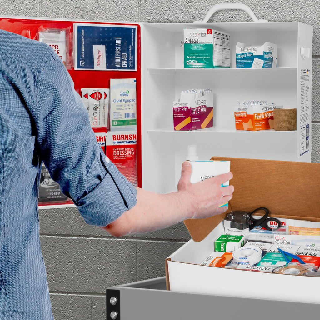 MFASCO OSHA/ANSI 2021 Class B Compliant First Aid Cabinet, Large, 3-Shelf
