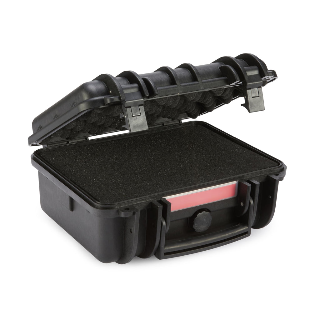 Amazon Basics Hard Protective Camera Case with Wheels, Large, Black, 22"L x 14"W x 9.8"H