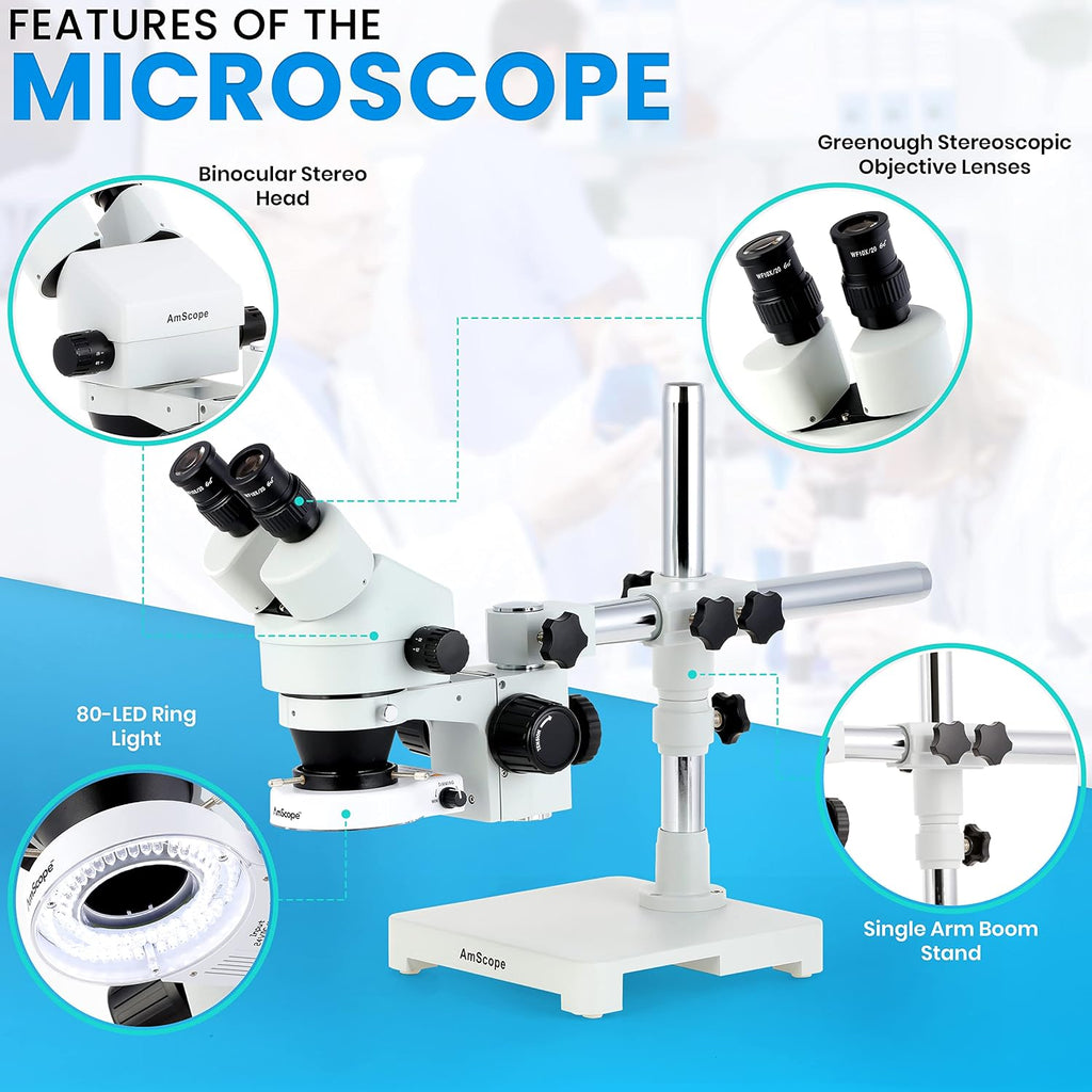AmScope SM-3BZ-80S SM-3B Series Binocular Zoom Stereo Microscope - 90X
