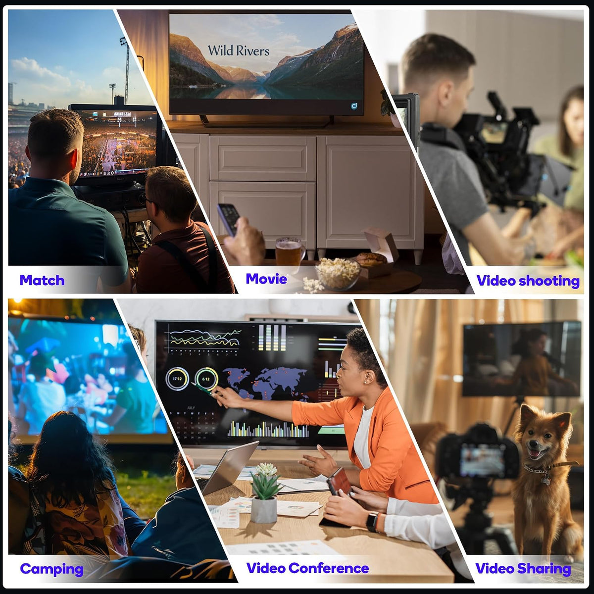 Wireless HDMI Video Transmitter and Receiver: 1 to 5 RX with 7" Monitors, Loop Out, IR Remote, 1312ft Stable Clear Signal & Low Latency for Camera, Filming, Live Stream