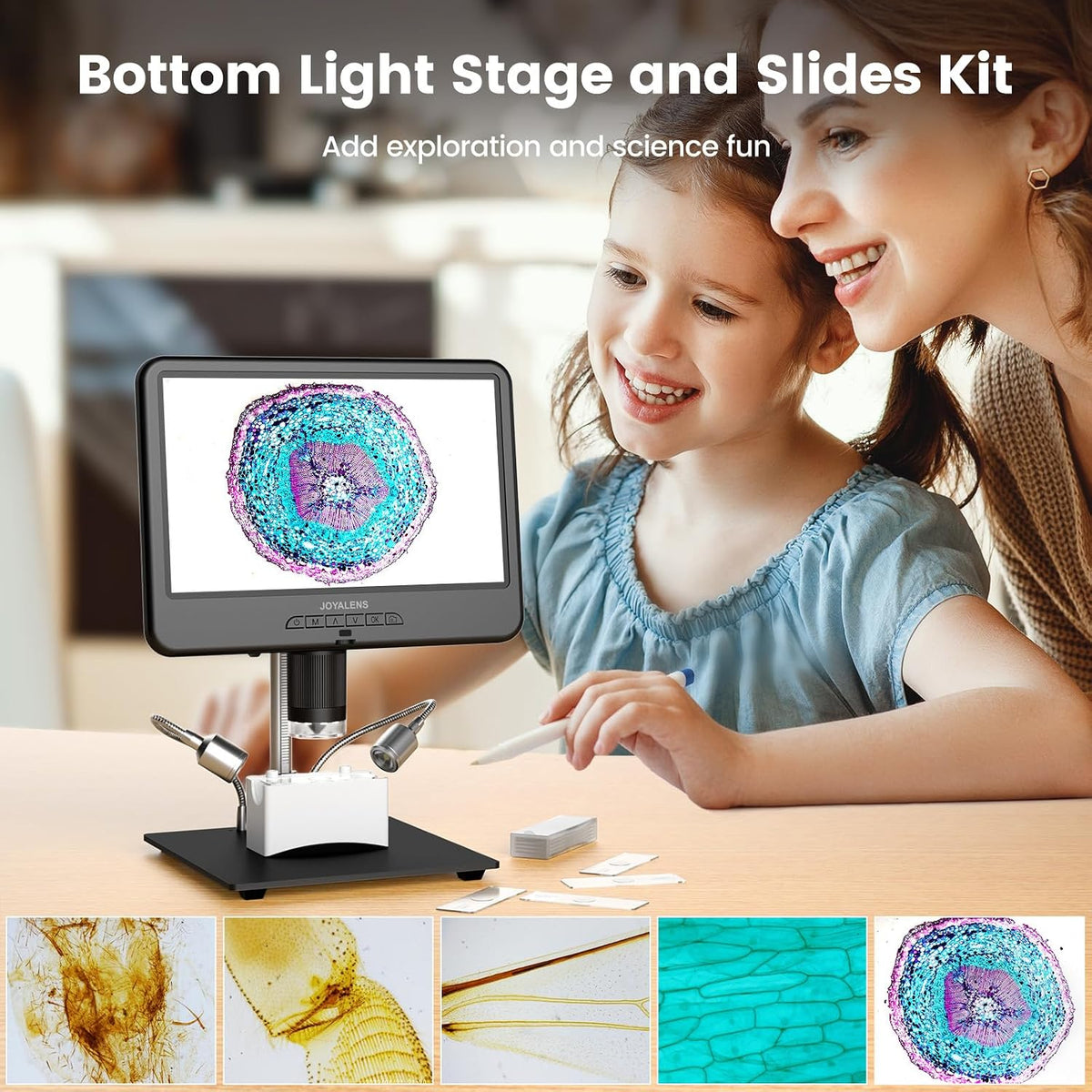 JL210 10.1'' Digital Microscope Full View Silver Coin Magnifier for Adults