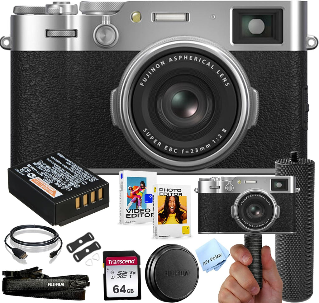 FUJIFILM X100VI Digital Camera (Silver) + 64GB Memory + Stabilizing Grip + Software Pack +More (Value Bundle)