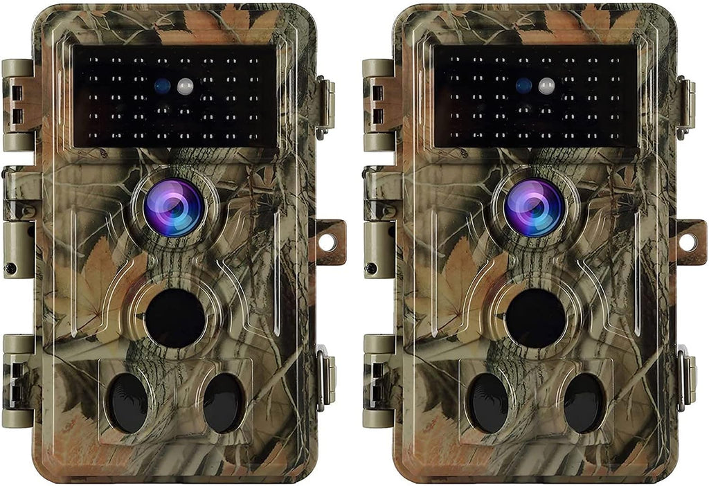 BLAZEVIDEO 2-Pack Trail Camera 64MP 1296P, 0.1s Trigger Game Cam with 940nm No Glow Night Vision, 120Â° Wide Angle 3 PIR Motion Activated, 90ft f/1.6 Starlight Lens IP66 Waterproof for Outdoor Wildlife
