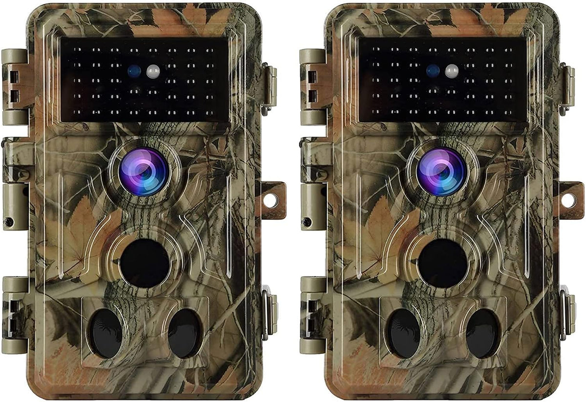 BLAZEVIDEO 2-Pack Trail Camera 64MP 1296P, 0.1s Trigger Game Cam with 940nm No Glow Night Vision, 120Â° Wide Angle 3 PIR Motion Activated, 90ft f/1.6 Starlight Lens IP66 Waterproof for Outdoor Wildlife