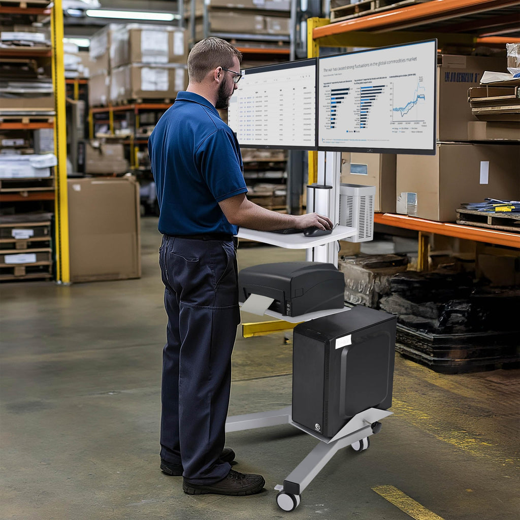 AW NexusX Commander Mobile Computer Cart Medical Rolling PC Stand Desk