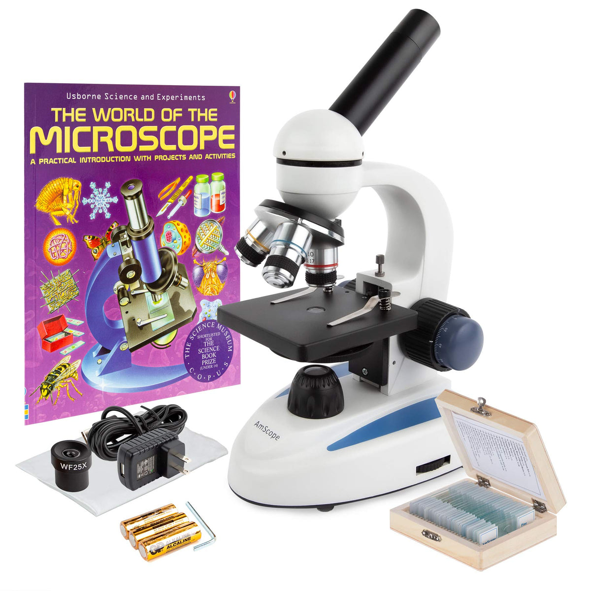 AmScope M158C-2L-E2 Compound Monocular Microscope, 2MP Camera
