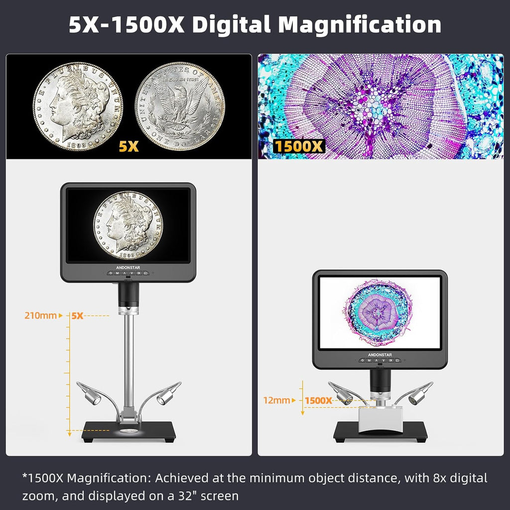 Andonstar 4K 30FPS Digital Microscope with 10.1" Screen, 3840P Video Audio