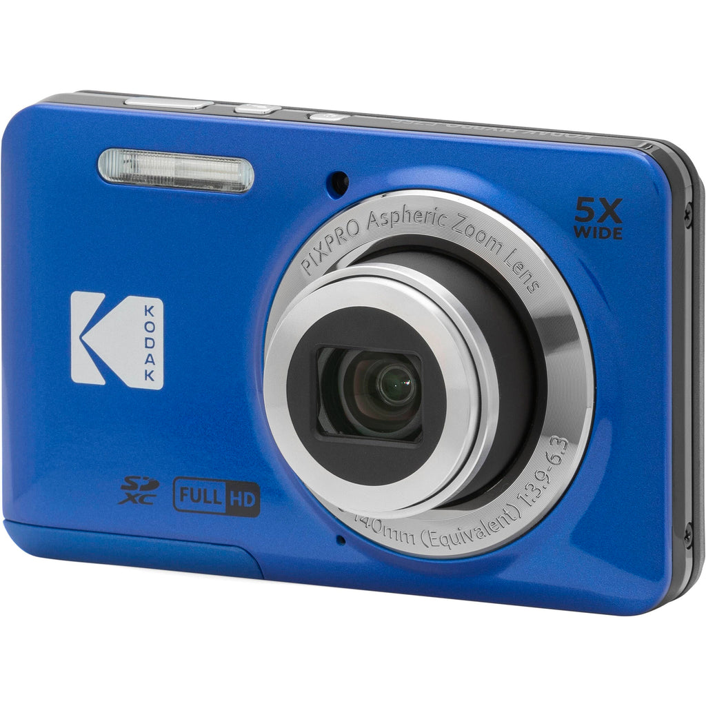 Kodak PIXPRO FZ55 Black 16MP Digital Camera 5X Optical Zoom 28mm Wide Angle 1080P Full HD Video 2.7" LCD Camera + 64GB Card and Reader + Memory Wallet