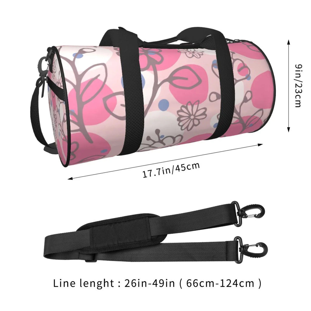 Women, Stamp Bag Bags Flowers Floral Large Unisex Tote Travel Gym XMXT Weekenders for Bag Pink Sports
