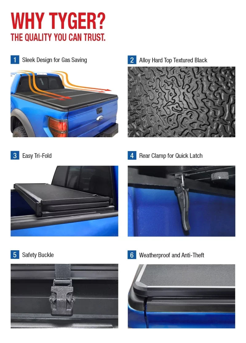 Truck 5.5' Alloy Cover Bed T5 with | Bed Hardtop 2014-2021 | Auto | Compatible Tyger TG-BC5T3432 Tonneau Aluminum Tundra