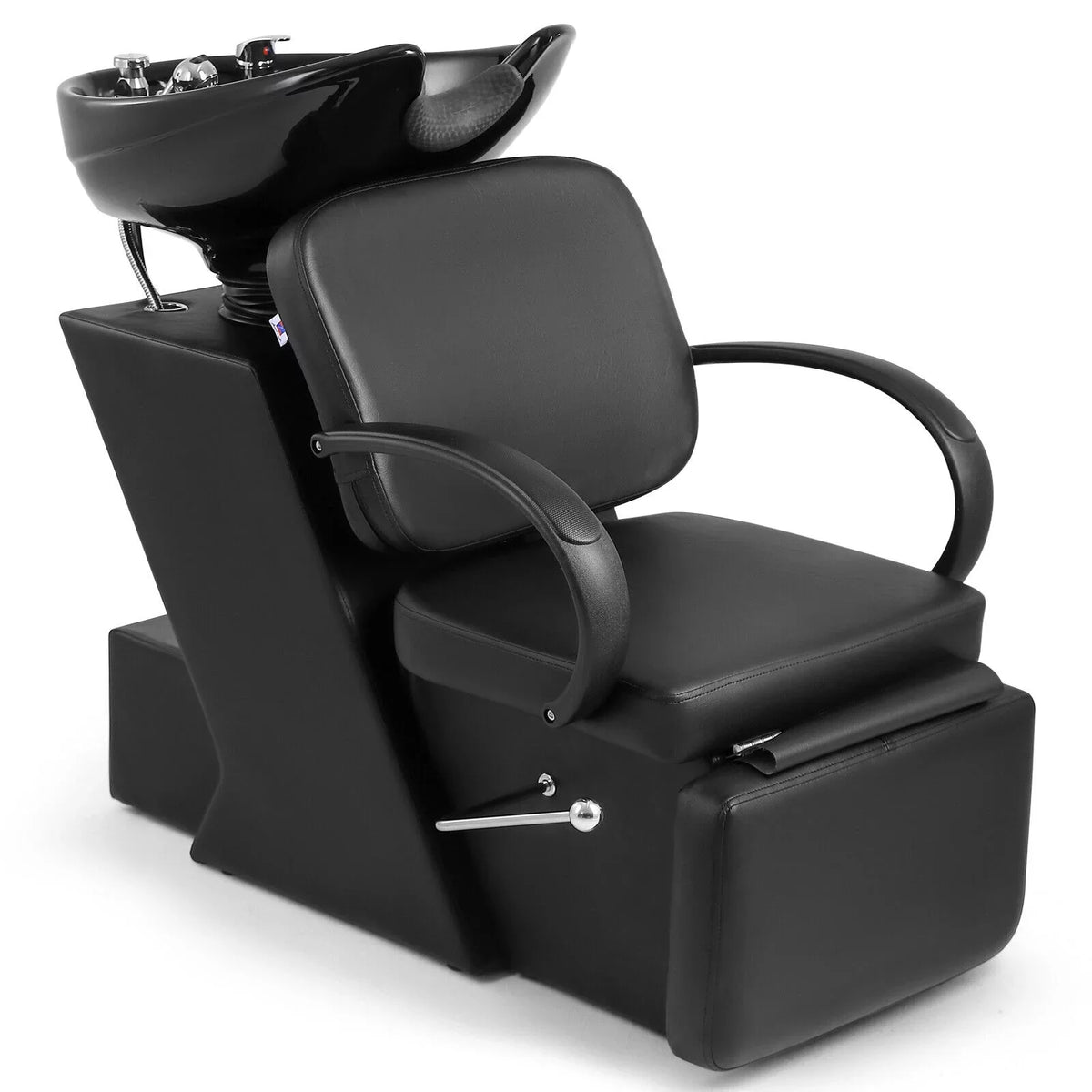 Adjustable Ceramic Beauty Hand Shampoo Tattoo Artist Bowl, Chair Backwash Footrest Salon and Black Spa Sink Bowl with