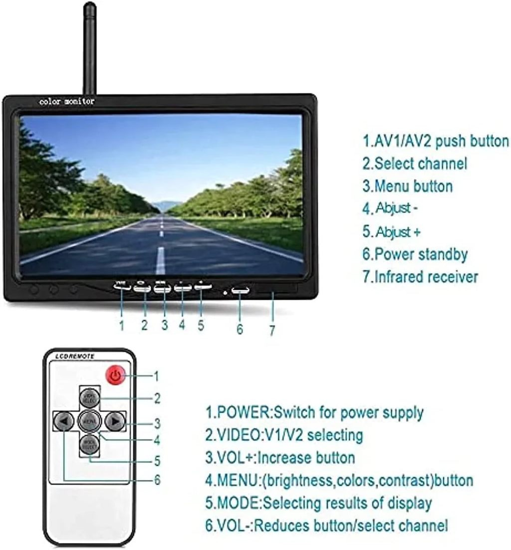 SUV Monitor Camera 7 Rear Bus Backup Wireless Monitor Camera Bileeko Trailers RV Trucks View and inch LCD 2 for Kit