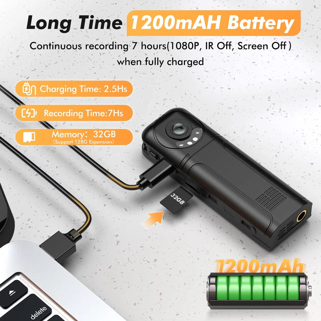 Body Recording with Camera, and (Only Body WiFi Camera) Losfom Audio 1296P Z02 Video Camera Worn
