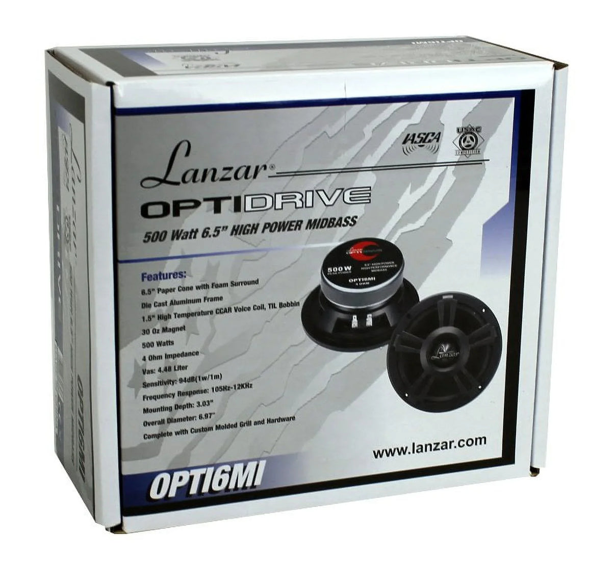 Lanzar Opti6Mi 6.5" 500W Car Mid Bass Mid Range Speaker Audio Stereo
