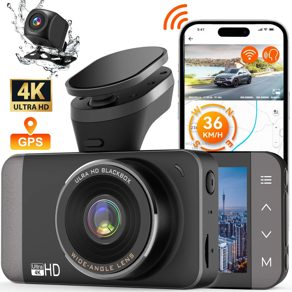 HD Parking and and Mode Car with Vision, Full Recording 3'' and Front Cam Dash G-Sensor, GPS, Loop 4K 24H GCZ Rear and Night For Touchscreen with IPS Dashcam WiFi