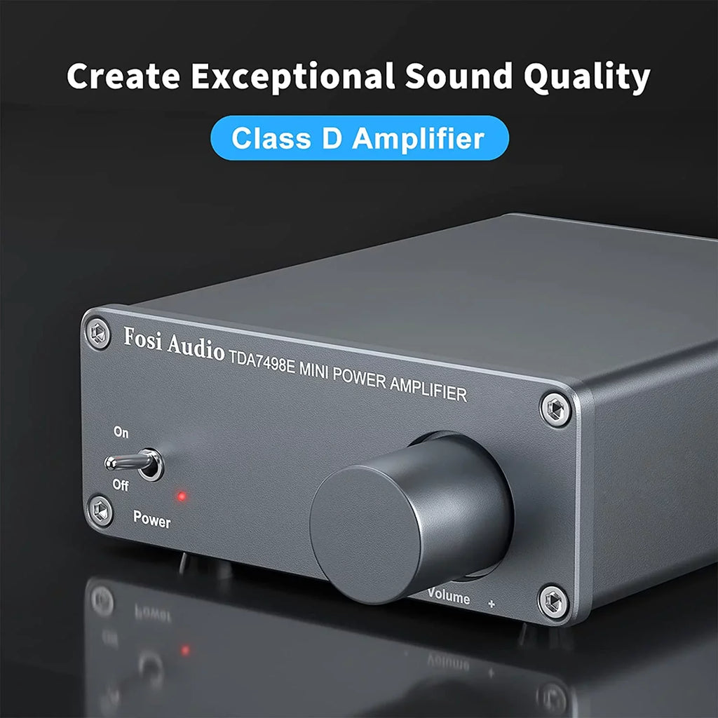 Fosi Audio Tda7498E 2 Channel 160W X2 Stereo Audio Amplifier Mini Hi-Fi Class D Integrated Amp For Passive Speakers With 24V Power Supply