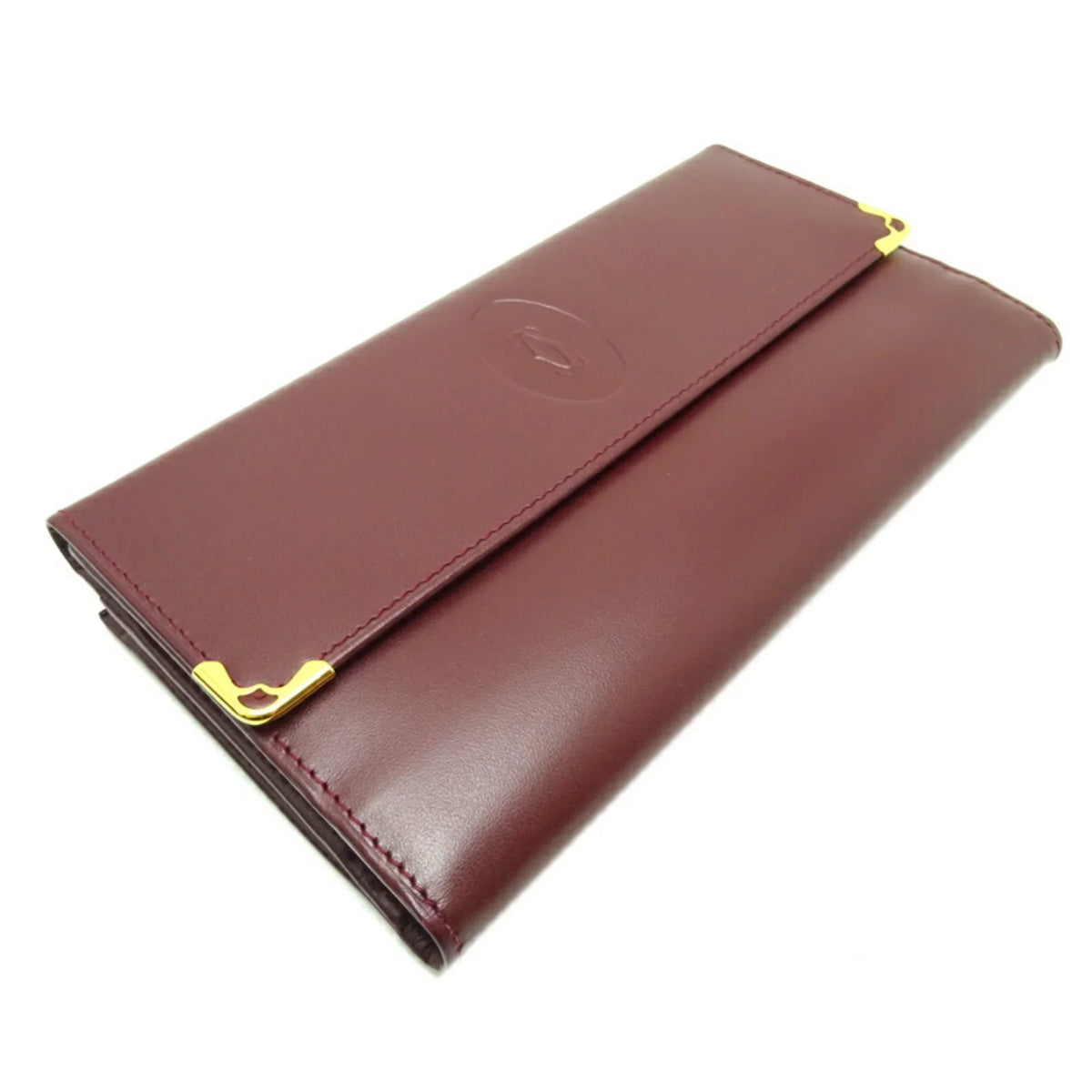 Used Cartier Mastline Long Wallet Women'S Leather Bordeaux (Red) (Good)