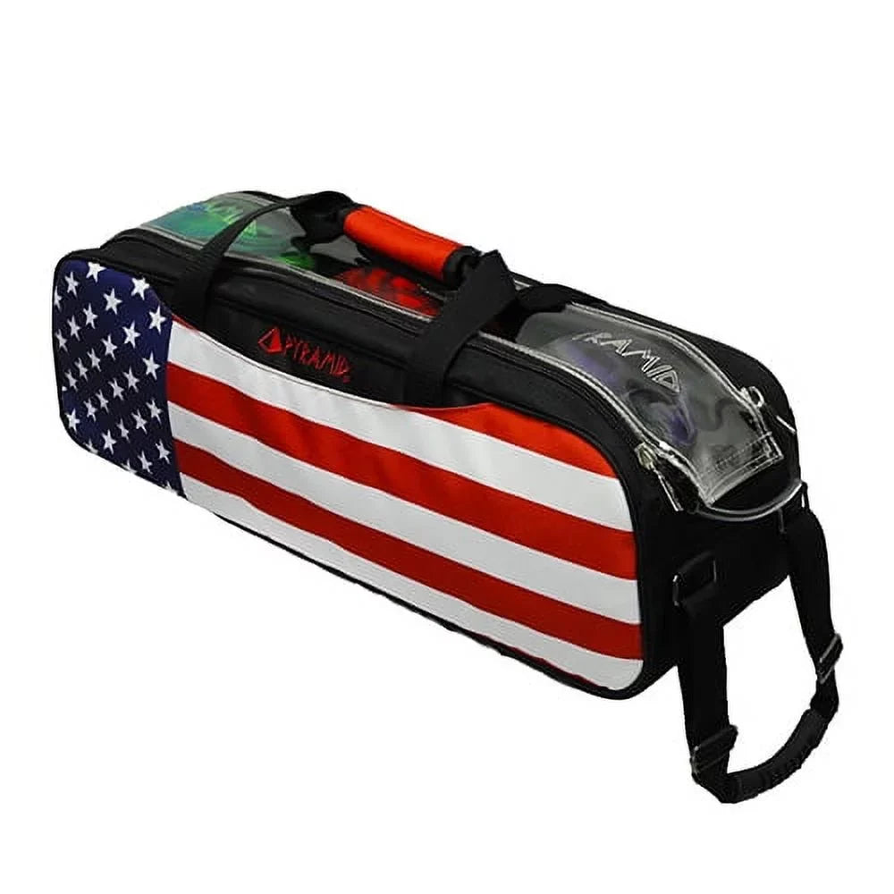 Side Roller Bowling Pouches - Accessory Pyramid Triple for With Lightweight Path Travel Top Clear and 2 Tote Built-In Designed Bag