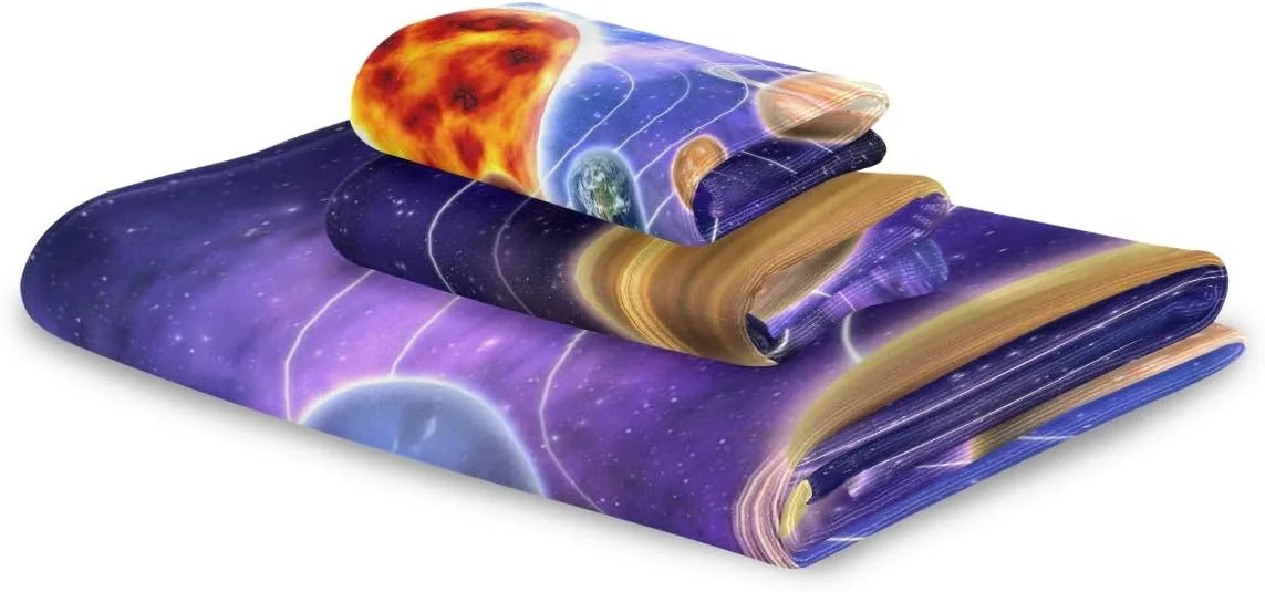 Absorbent, Washcloths Towels, Solar System and 1 3 Set, & Piece Towels Planets 1 cloth Hand Bath Coolnut 1 Wash Quick-Drying Towels