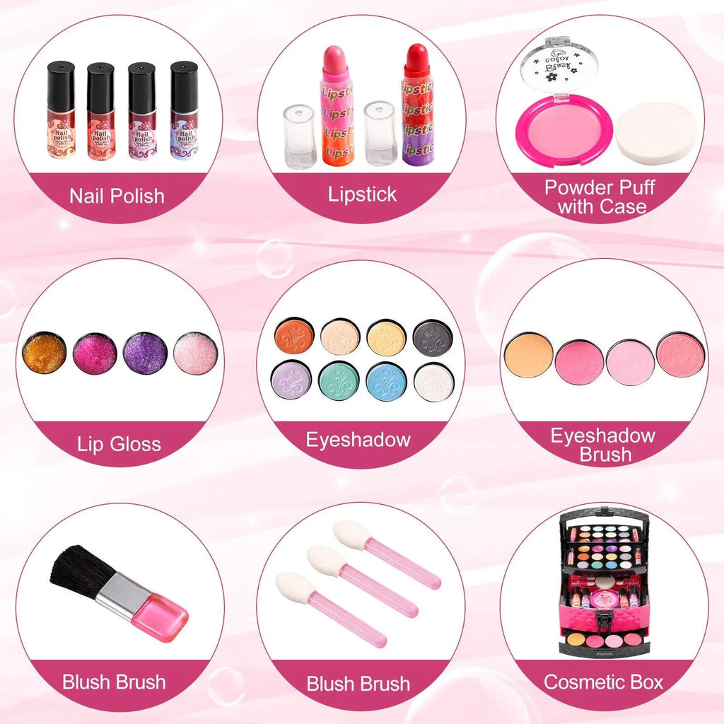 Set Non-Toxic, Toy for Pink Kit Play Kids Kit Girl, Makeup Pretend Set Girls for Cosmetic Vextronic Birthday Washable Makeup Toy Real Kids for Kids, Beauty Makeup