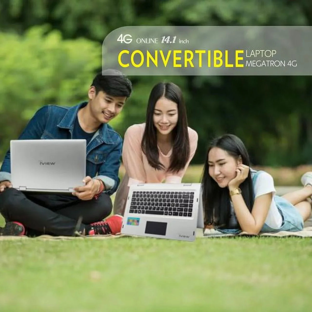 4GB/64GB 360° 1080 High 4G Megatron USB 1920 and LTE-14.1” Screen, Windows IPS IVIEW Touch Mouse 10 x Resolution Pro,