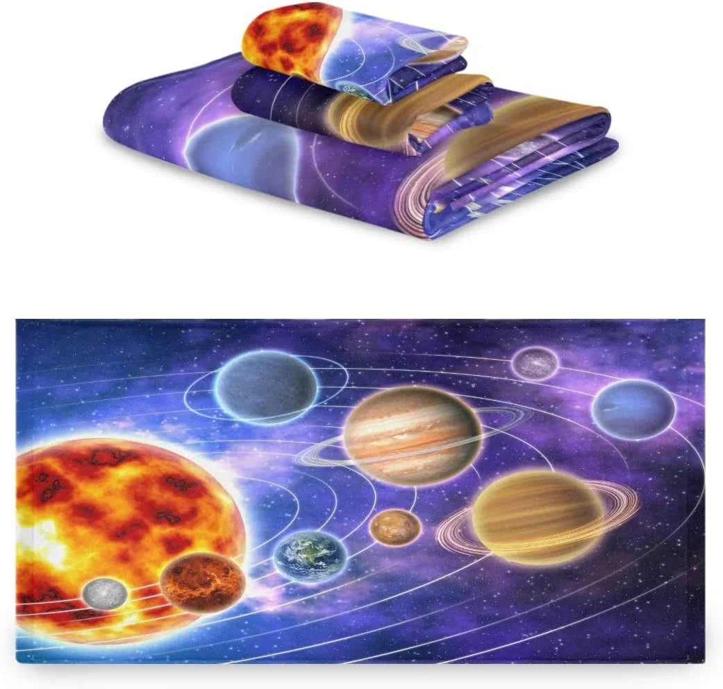 Absorbent, Washcloths Towels, Solar System and 1 3 Set, & Piece Towels Planets 1 cloth Hand Bath Coolnut 1 Wash Quick-Drying Towels