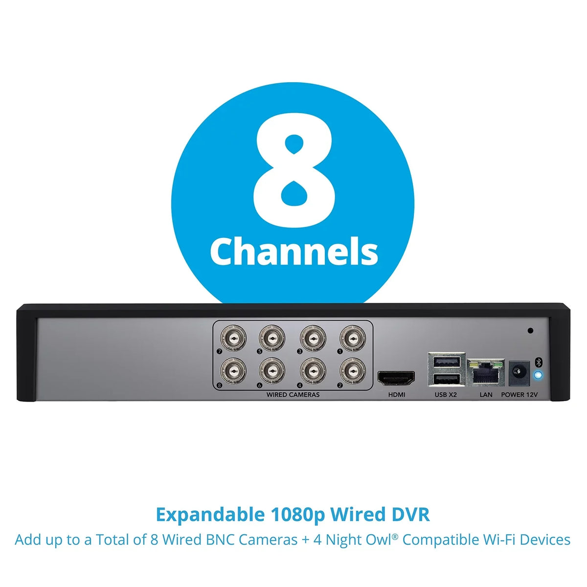 1080p DVR Security Cameras, Connector HD 1TB Drive, Spotlight Night and with 8 Channel 4 exterior, Owl HDMI Bluetooth Hard Wired
