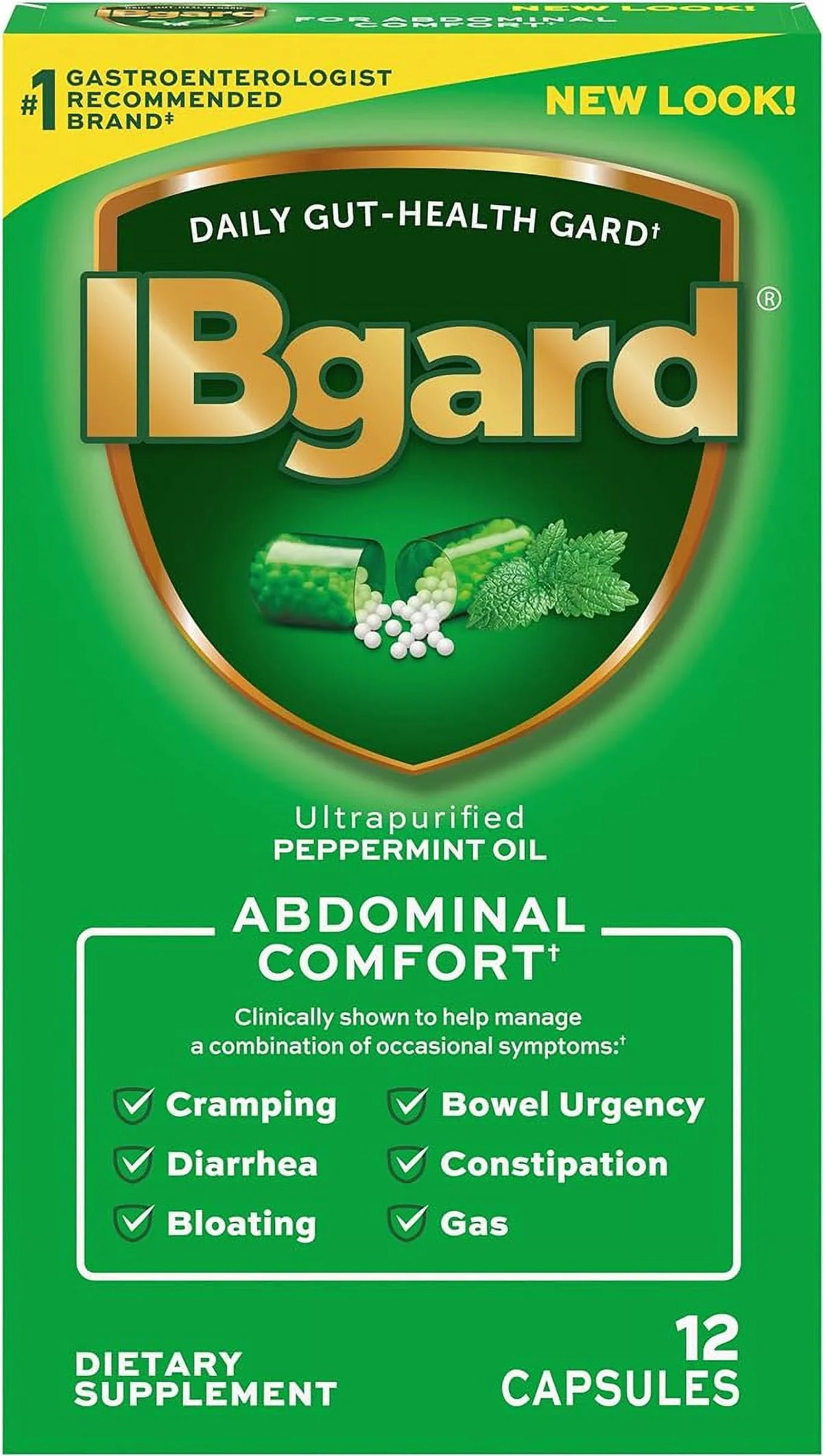 Irritable 12 First Syndrome Relief Small Bowel Purified Capsules Oil Timers IBgard (IBS) for Gas Good Peppermint Ultra Bloating Box 90mg for