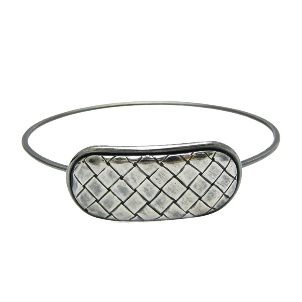 Pre-Owned Bottega (Good) Silver 925 Intrecciato Bangle Veneta Plate Silver