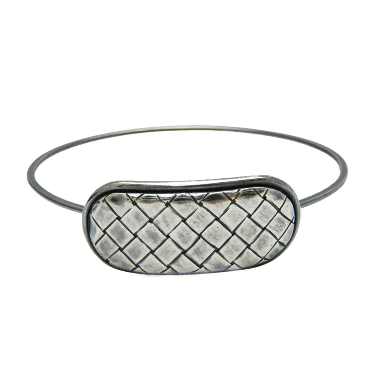 Pre-Owned Bottega (Good) Silver 925 Intrecciato Bangle Veneta Plate Silver