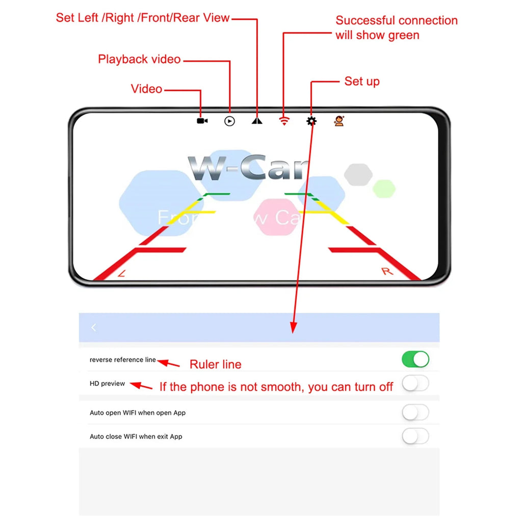 Wireless Rear for Camera Vision, Automobiles WiFi Backup Waterproof with IP67 Night Car Camera Aumotop View