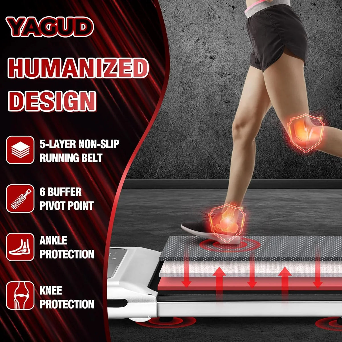 Yagud Walking Home for and Running Treadmill, Remote and Office, Pad Under Desk Machine Display with Control LED